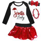 Santa Baby Shirt Black Raglan Red Sparkle