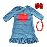 Apple Denim Ruffle Dress