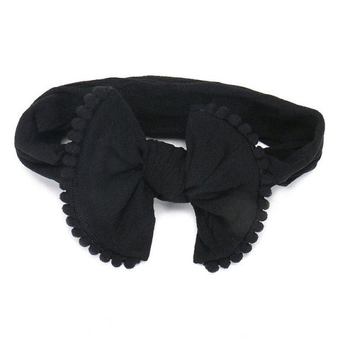 Baby Black Pom Headband Ruffle Bow