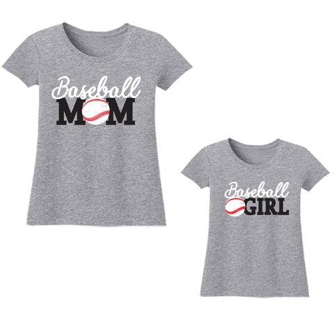 Baseball Girl Shirt Mommy Me Heather Gray