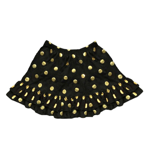 Black Gold Polka Ruffle Skirt