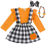 Black Plaid Outfit Orange Pumpkin Top And Jumper