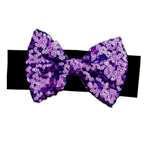 Black Purple Sequin Bow Headband