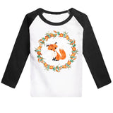 Black Raglan Fox Floral Mommy Me Shirt