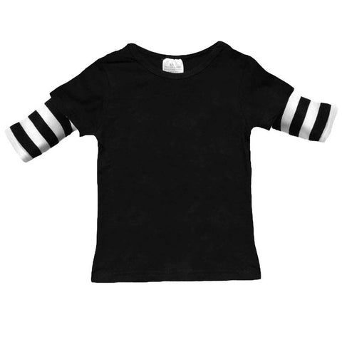 Black White Stripe Sleeves Shirt Long Sleeve