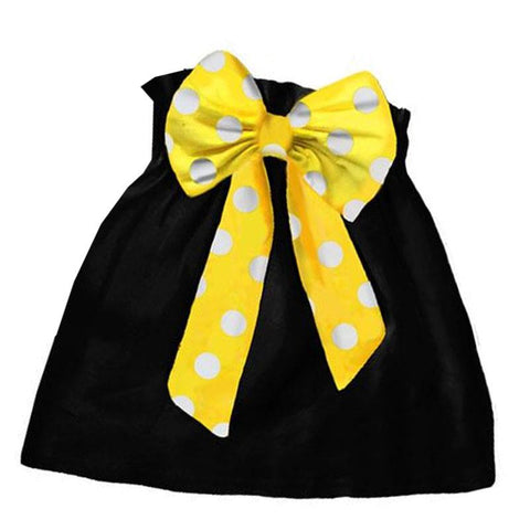 Black Yellow Skirt Polka Dot Bow