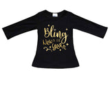 Bling In New Year Shirt Gold Sparkle Black Mommy Me