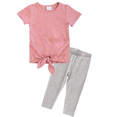 Blush Gray Outfit Knot Top And Capri Mommy Me