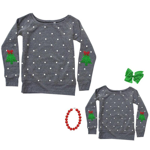 Buffalo Sparkle Christmas Tree Shirt Gray Polka Dot