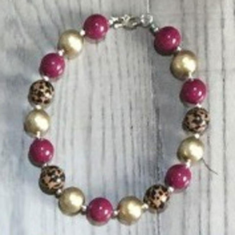 Burgandy Leopard Necklace Chunky Gumball