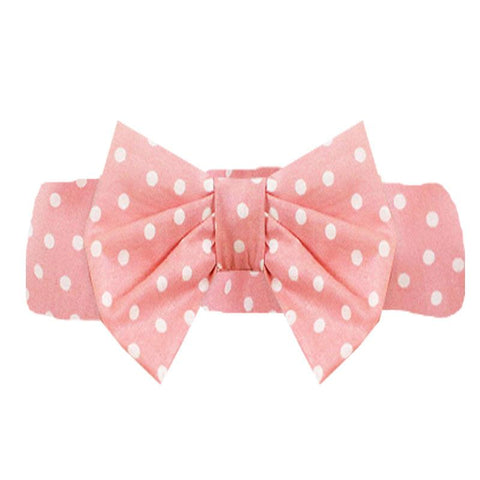 Coral Pink Polka Dot Messy Bow Headband