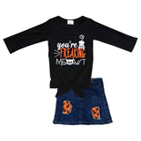 Freeking Meowt Outfit Denim Top And Skirt