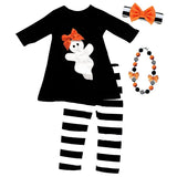 Ghost Black Outfit Doll And Me Stripe Orange Bow Top And Pants