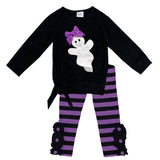 Ghost Bow Outfit Stripe Purple Tie Top And Pants