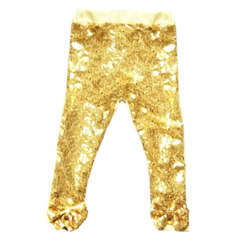 Gold Sequin Pants Sparkle Bow