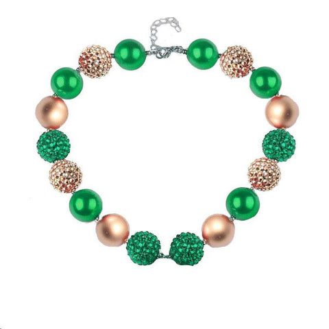 Green Gold Necklace Sparkle Diamond Chunky Gumball