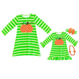 Green Stripe Pumpkin Dress