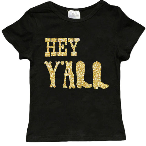 Hey Yall Gold Boot Black Shirt