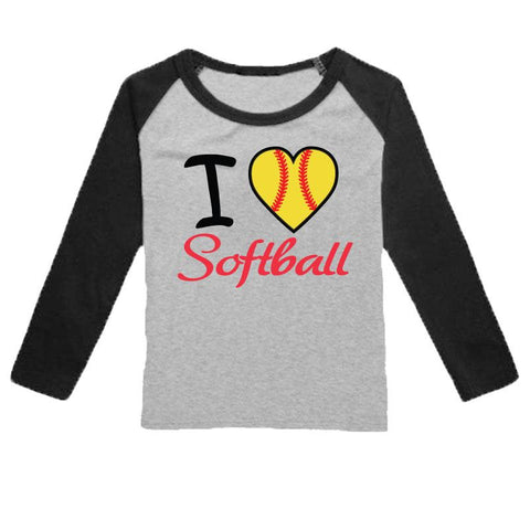 I Heart Softball Shirt Gray Black