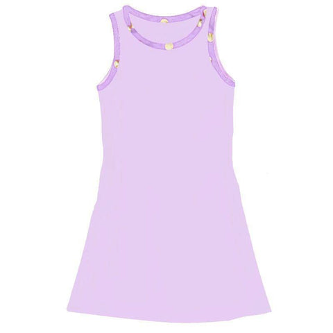 Lavender Tank Dress Sparkle Gold Purple Polka Dot