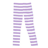 Lavender White Stripe Leggings Purple