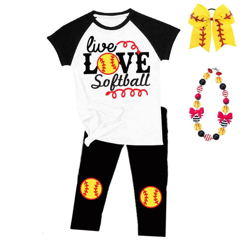 Live Love Softball Outfit Raglan Top And Pants