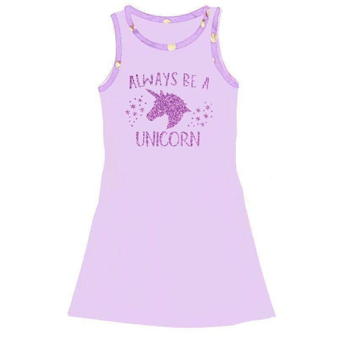 Always Be A Unicorn Lavender Dress Gold Polka Dot