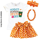 Mommys Pumpkin Spice Date Orange Polka Dot Top And Skirt