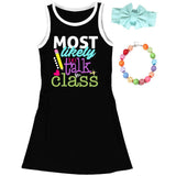 Most Likely To Talk In Class Tank Dress Black