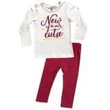 New Year Cutie Outfit Maroon Gold Top And Pants