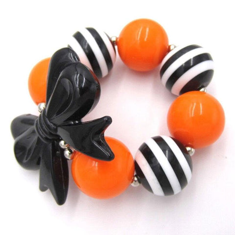 Orange Black Stripe Bracelet Bow Chunky Gumball
