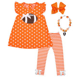 Orange Football Outfit Polka Dot Stripe Top And Pants