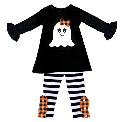 Orange Plaid Ghost Outfit Black Stripe Top And Pants