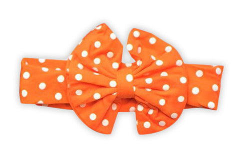 Orange Polka Messy Bow Headband