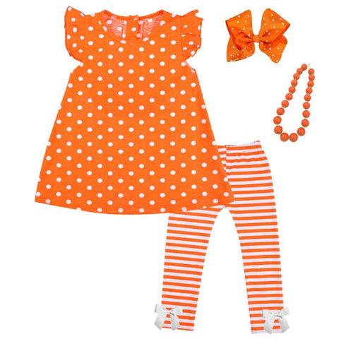 Orange Stripe Outfit Polka Dot Top And Pants
