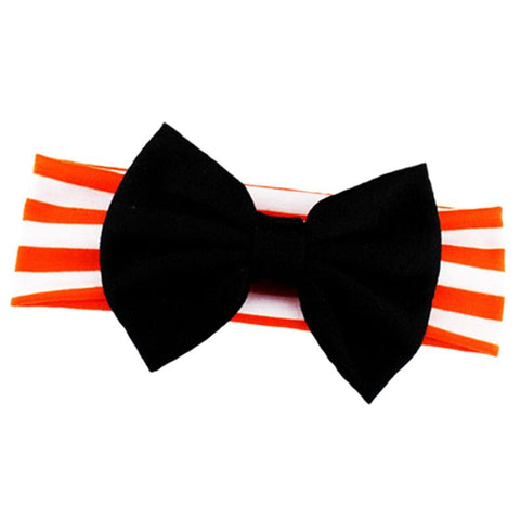 Orange Stripe Headband Black Messy Bow