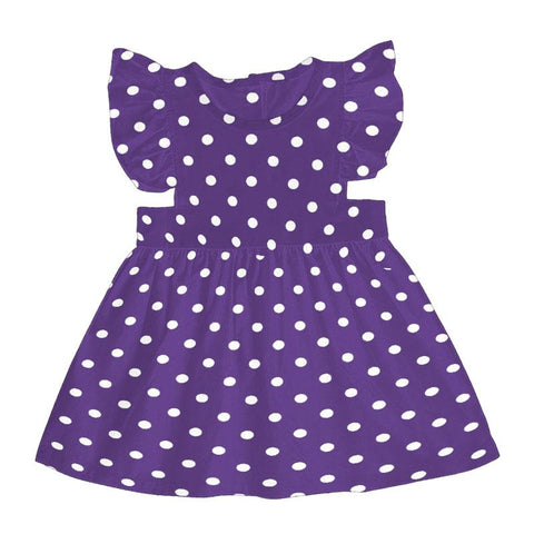 Purple Dress Polka Dot Ruffle Shoulders