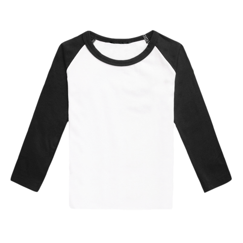 Raglan Shirt Long Sleeve Black White