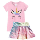 Rainbow Pink Unicorn Outfit Gold Top And Skirt