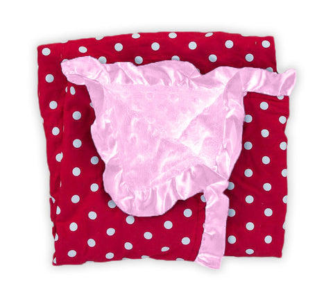 Red Polka Pink Minky Blanket