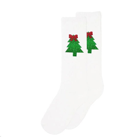 Sparkle Christmas Tree Long Socks