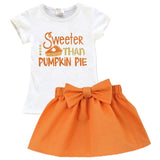 Sweeter Than Pumpkin Pie Outfit Sparkle Orange Top And Skirt