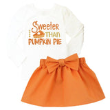 Sweeter Than Pumpkin Pie Outfit Sparkle Orange Top And Skirt