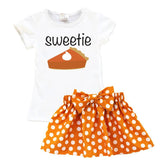 Sweetie Pie Outfit Pumpkin Orange Polka Dot Top And Skirt