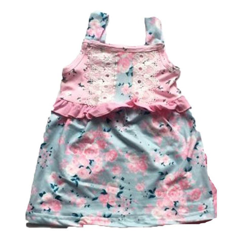 Teal Pink Floral Tank Shirt Lace Ruffle