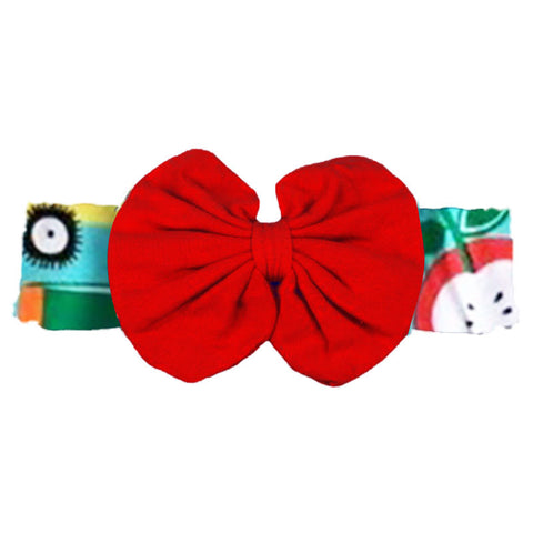 Teal School Red Messy Bow Headband