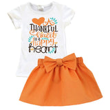 Thankful Happy Heart Outfit Orange Top And Skirt