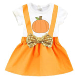 Thanksgiving Pumpkin Outfit Gold Orange Top And Jumper