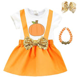 Thanksgiving Pumpkin Outfit Gold Orange Top And Jumper