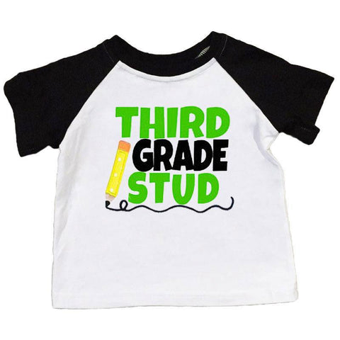 Third Grade Stud Shirt Black Raglan Boy